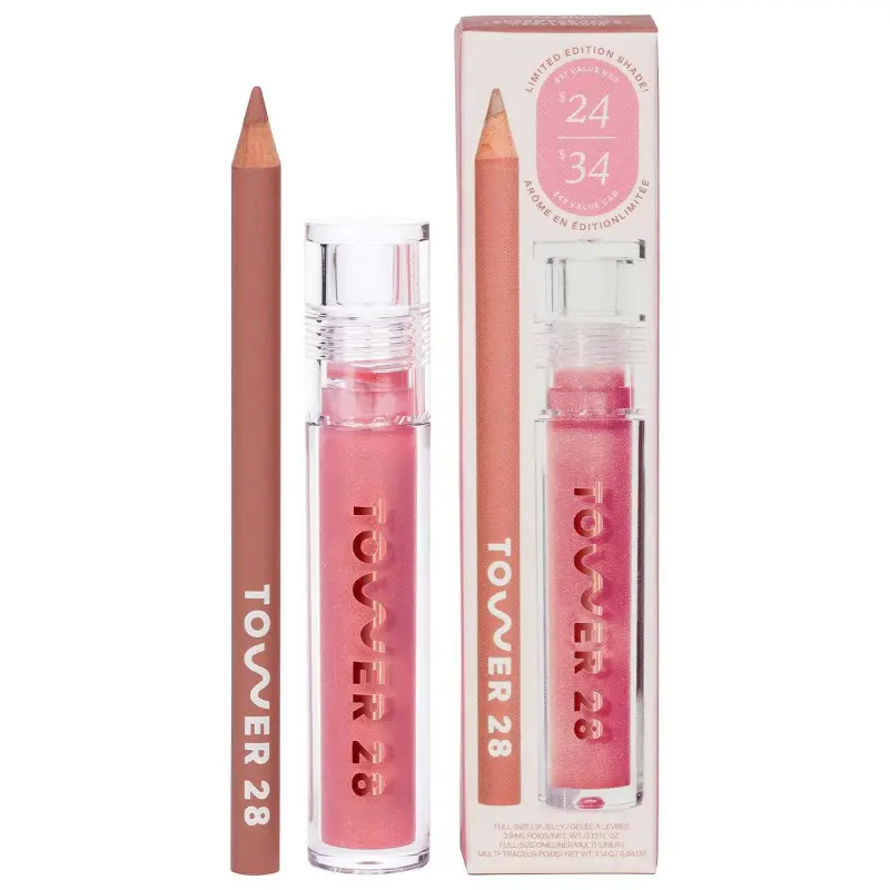 TOWER28 LINE & SHINE LIP KIT IN ICED PISTACHIO & WORK OF ART